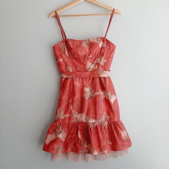 BCBG Max Azria Erin Strapless Ruffle Hem Satin Mini Dress Sz 4 - Picture 3 of 15